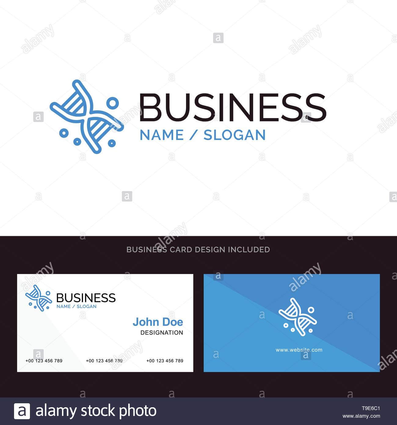 Bio, Dna, Genetics, Technology Blue Business Logo And With Bio Card Template