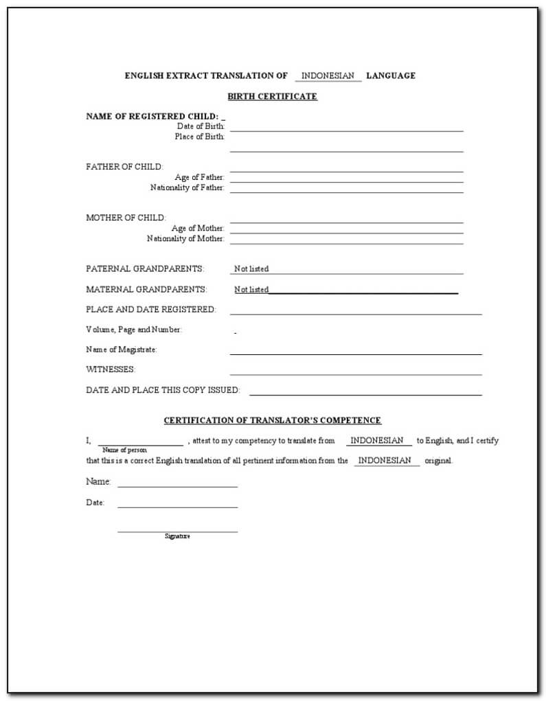 Birth Certificate Translation Form For Uscis – Form : Resume In Birth Certificate Translation Template Uscis