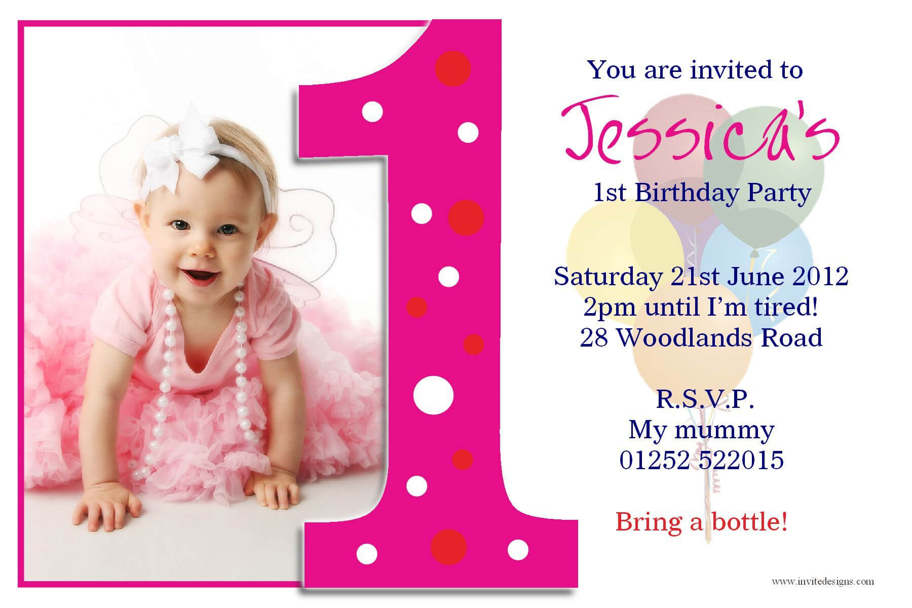 Birthday Party : First Birthday Invitations – Card With First Birthday Invitation Card Template