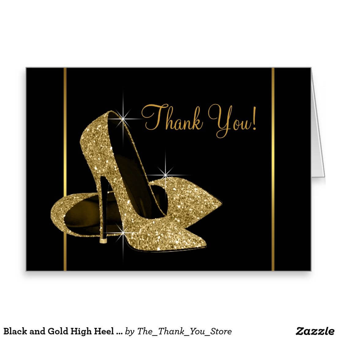 Black And Gold High Heel Shoe Thank You | Zazzle | Gold In High Heel Template For Cards