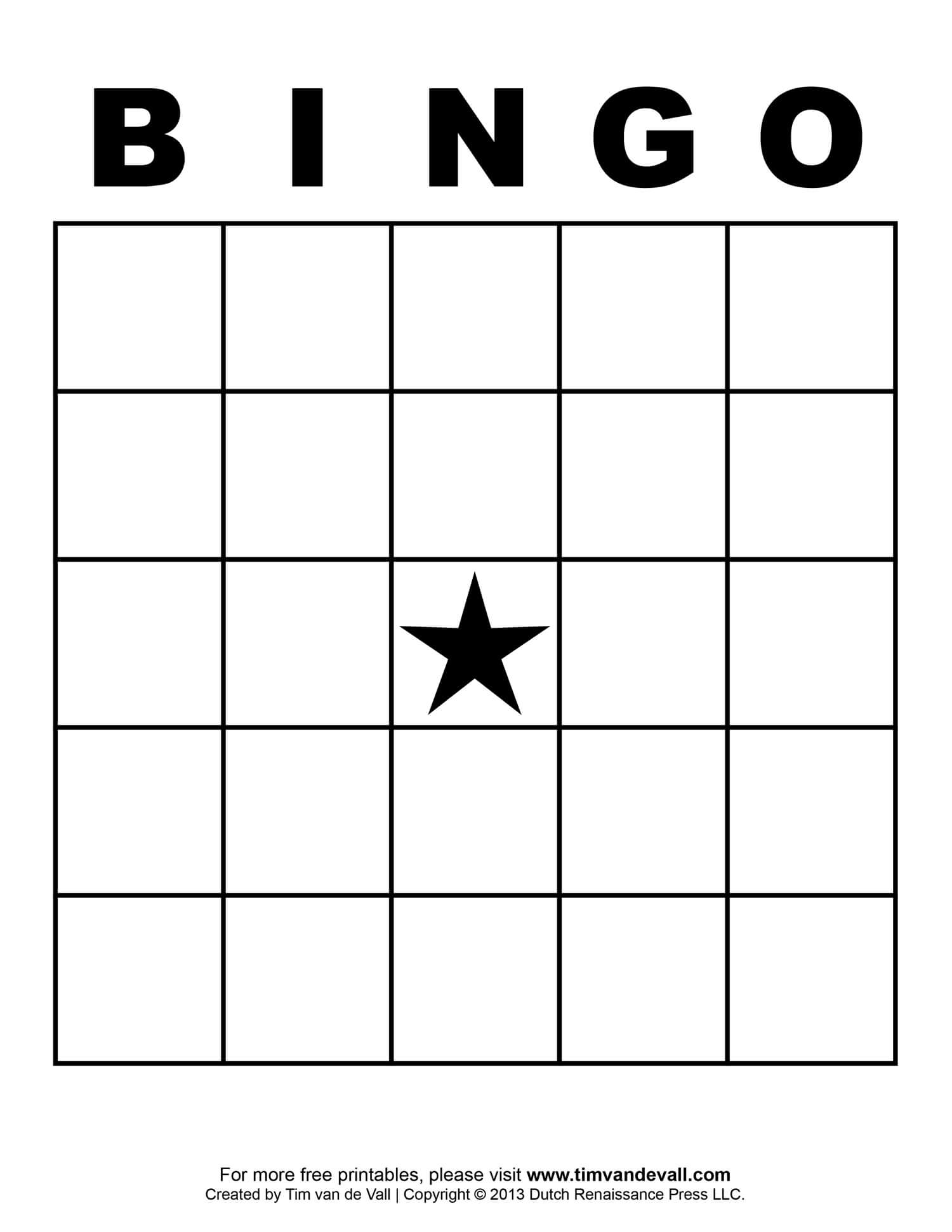 Blank Bingo Template – Tim's Printables Throughout Bingo Card Template Word