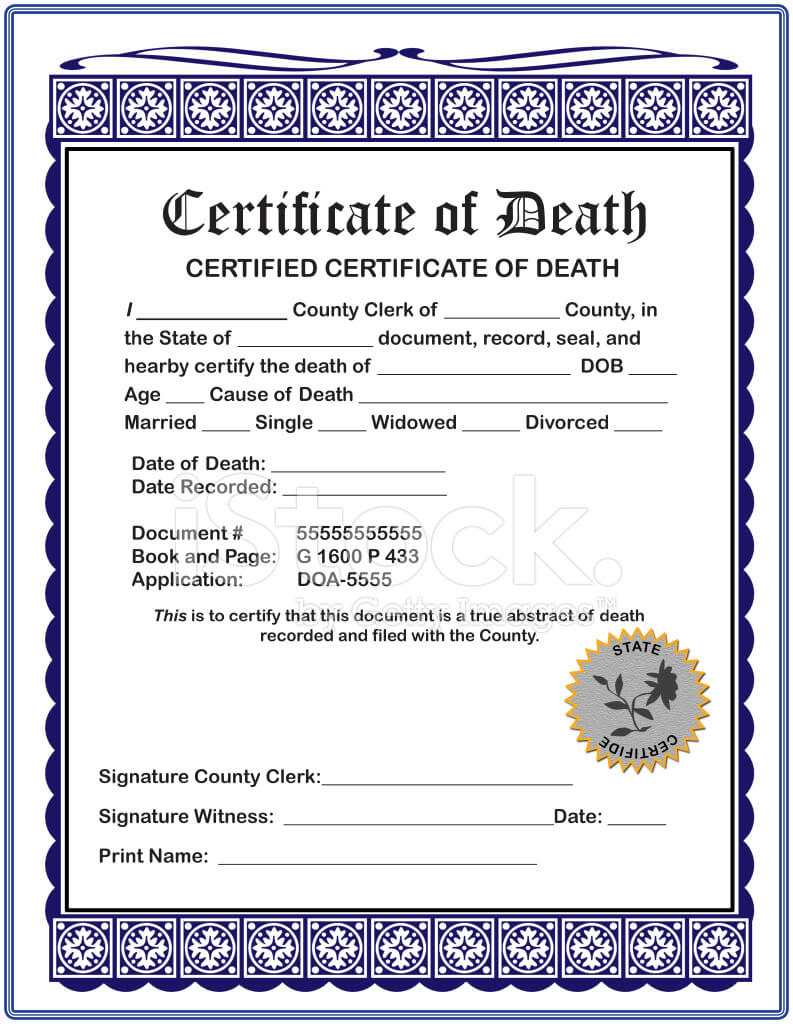 Blank Certificate Of Death Stock Photos – Freeimages For Fake Death Certificate Template