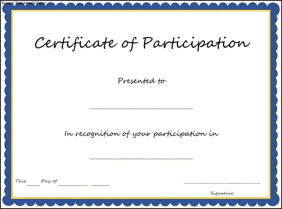 Blank Certificate Of Participation – Bolan.horizonconsulting.co In Certificate Of Participation In Workshop Template