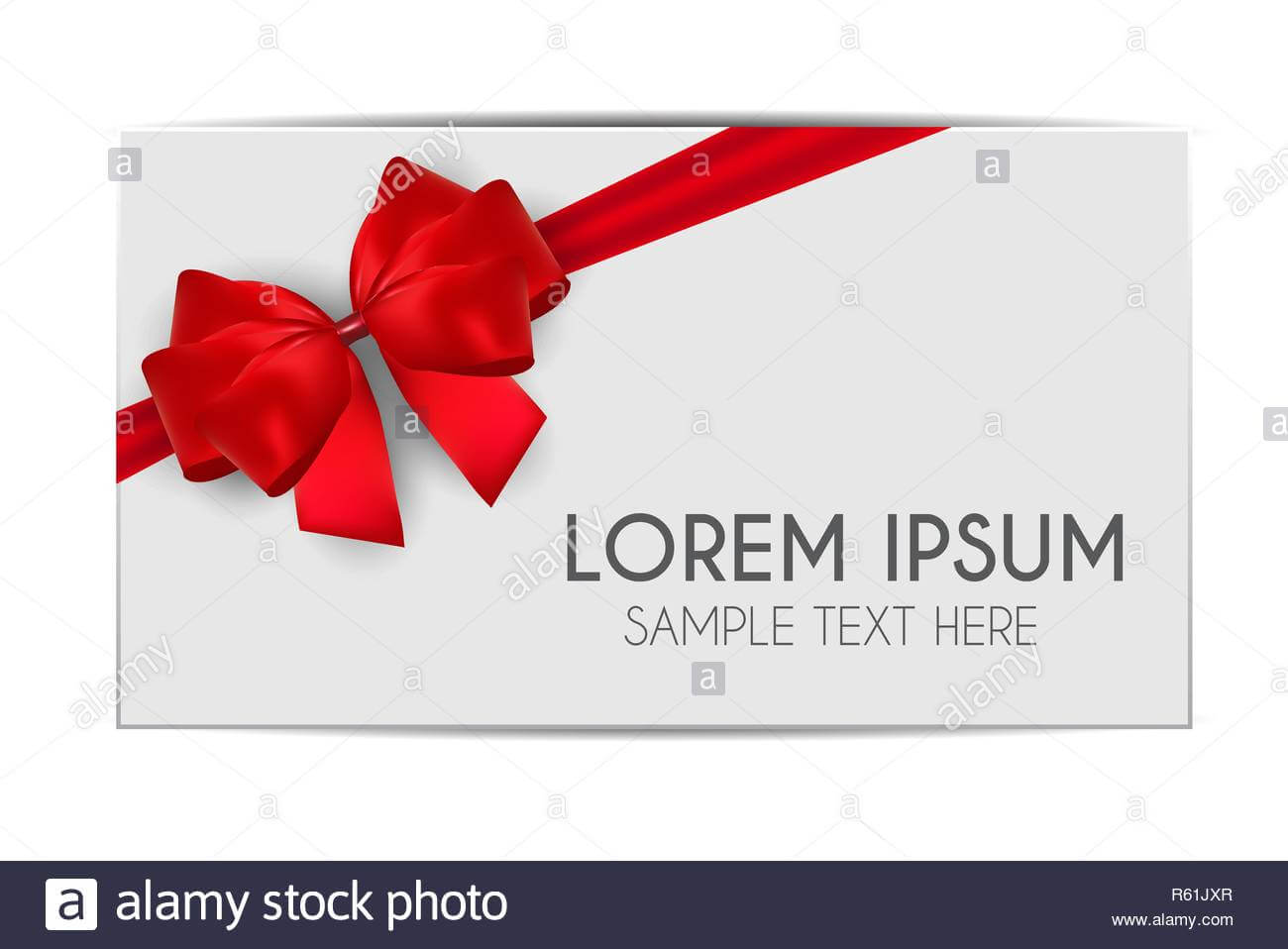 Blank Gift Card Template With Red Bow And Ribbon. Vector Throughout Present Card Template