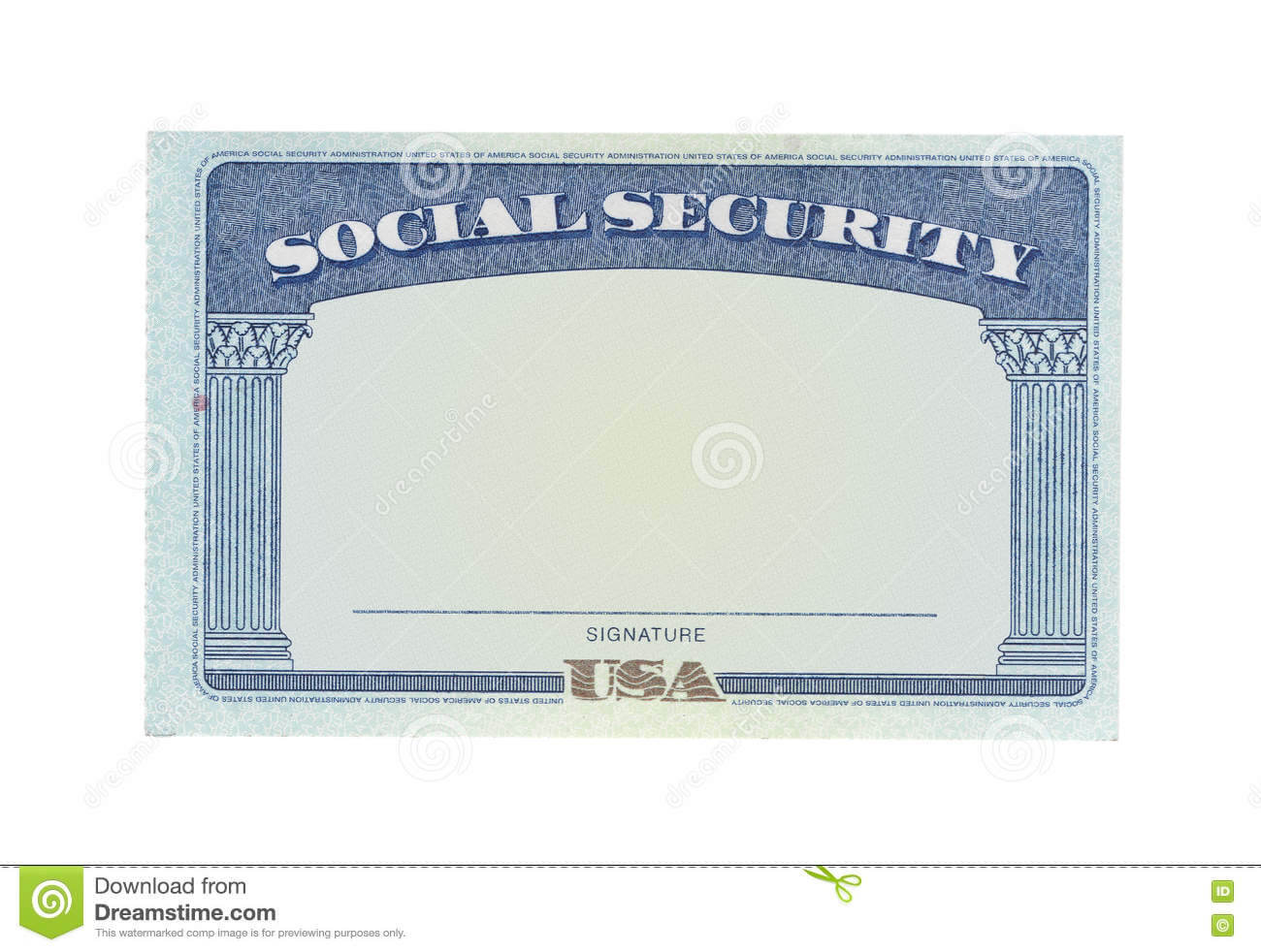 Blank Social Security Card Stock Photo. Image Of Money Throughout Social Security Card Template Download