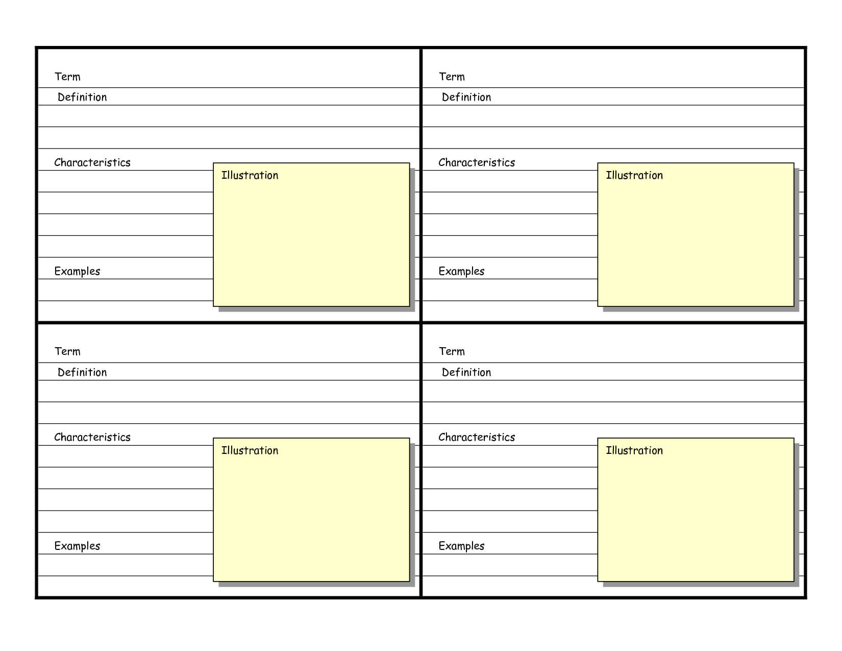 Blank Vocabulary Card Template | Vocabulary Cards In Free Printable Flash Cards Template