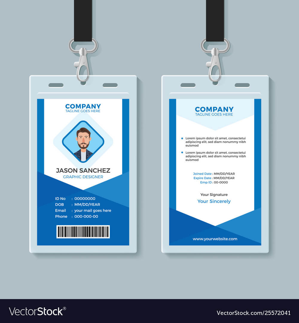 Blue Employee Identity Card Template Regarding Work Id Card Template