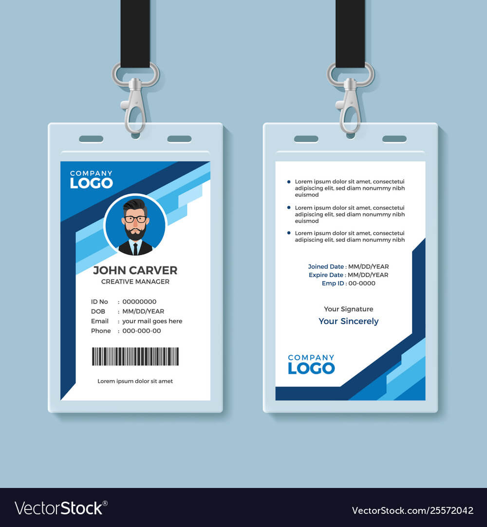 Blue Graphic Employee Id Card Template For Sample Of Id Card Template