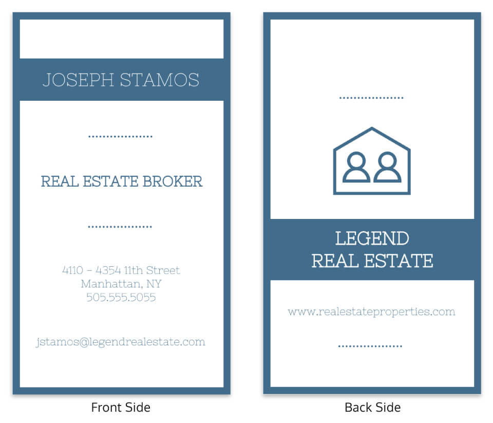Blue Vertical Real Estate Business Card Template Pertaining To Dog Grooming Record Card Template