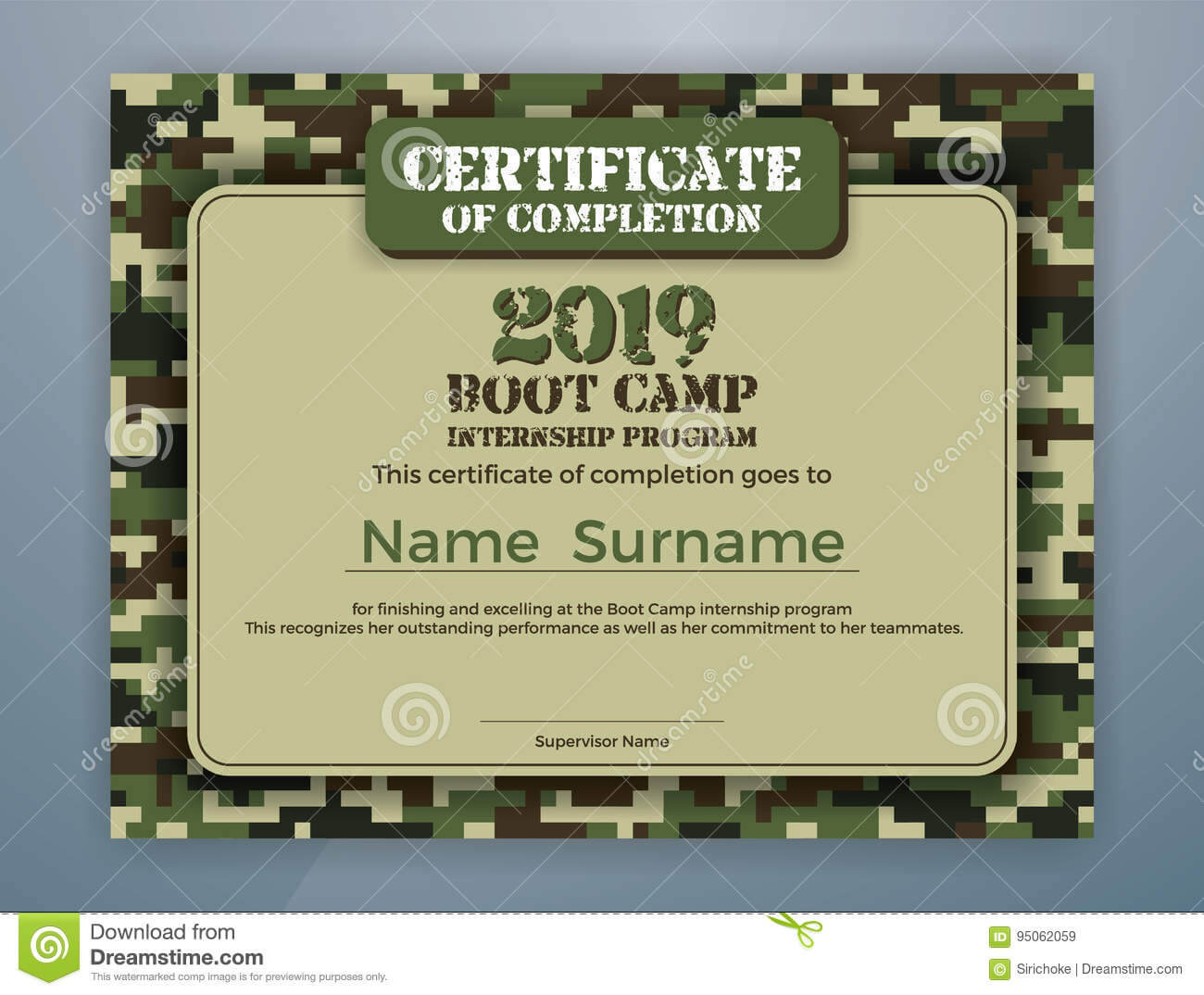 Boot Camp Internship Program Certificate Template Stock Throughout Boot Camp Certificate Template