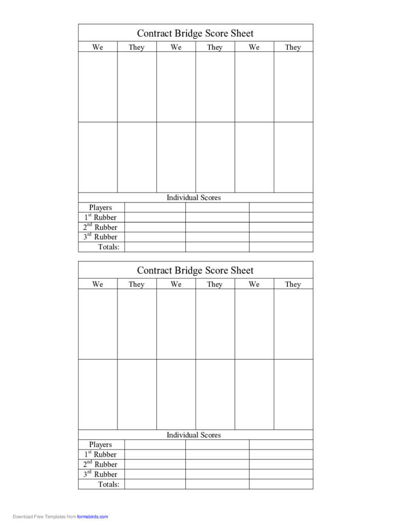 Bridge Score Sheet - 6 Free Templates In Pdf, Word, Excel Pertaining To Bridge Score Card Template