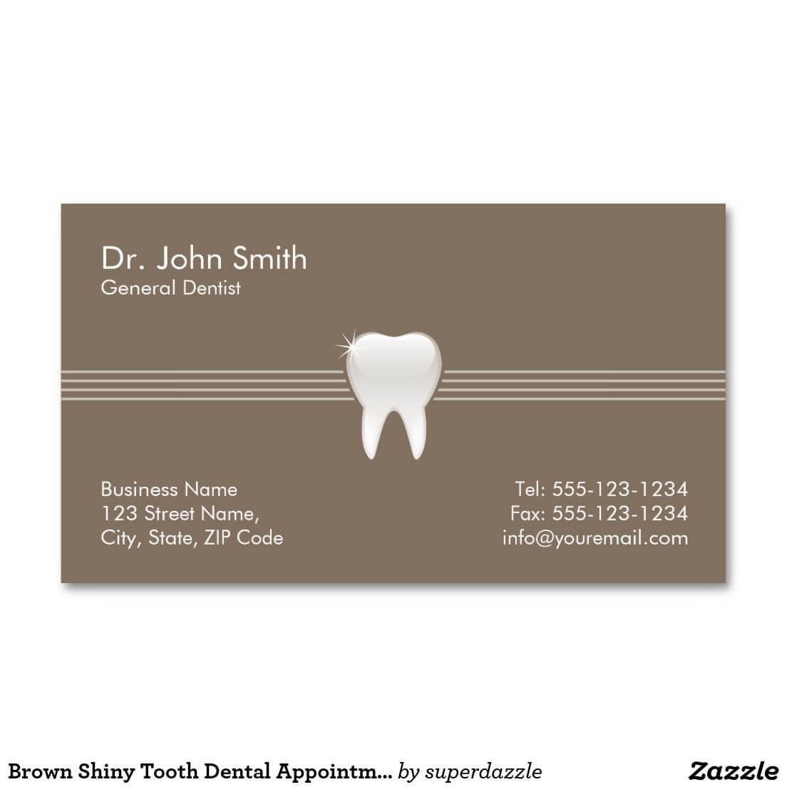 Brown Shiny Tooth Dental Appointment | Zazzle Intended For Dentist Appointment Card Template