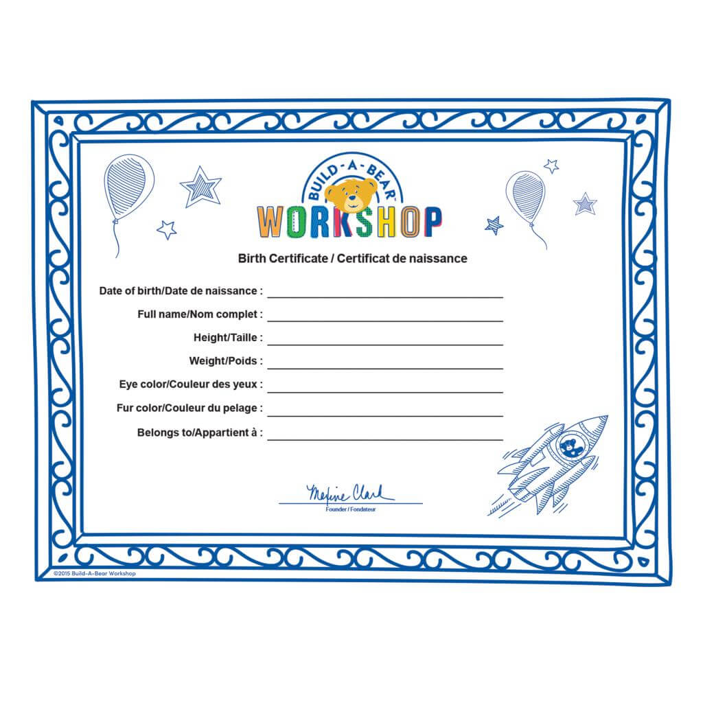 Build A Bear Build A Bear Workshop® Furry  – Spin Master Pertaining To Build A Bear Birth Certificate Template