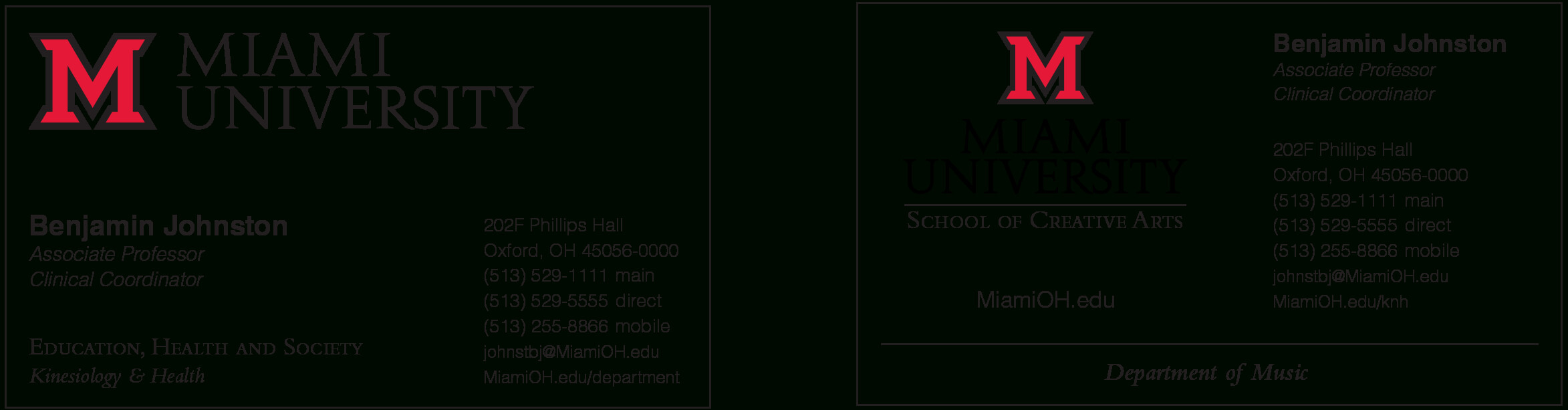 Business And Stationery | The Miami Brand | Ucm – Miami With Regard To Graduate Student Business Cards Template