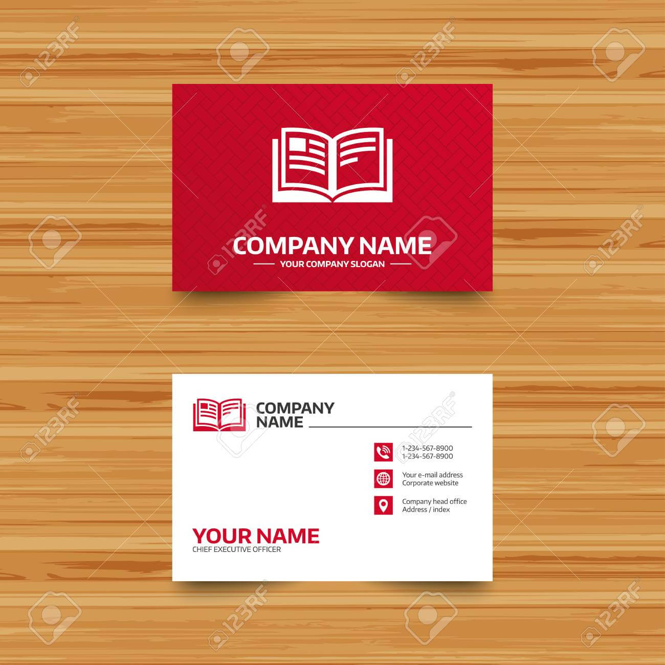 Business Card Template. Book Sign Icon. Open Book Symbol. Phone,.. Inside Open Office Index Card Template