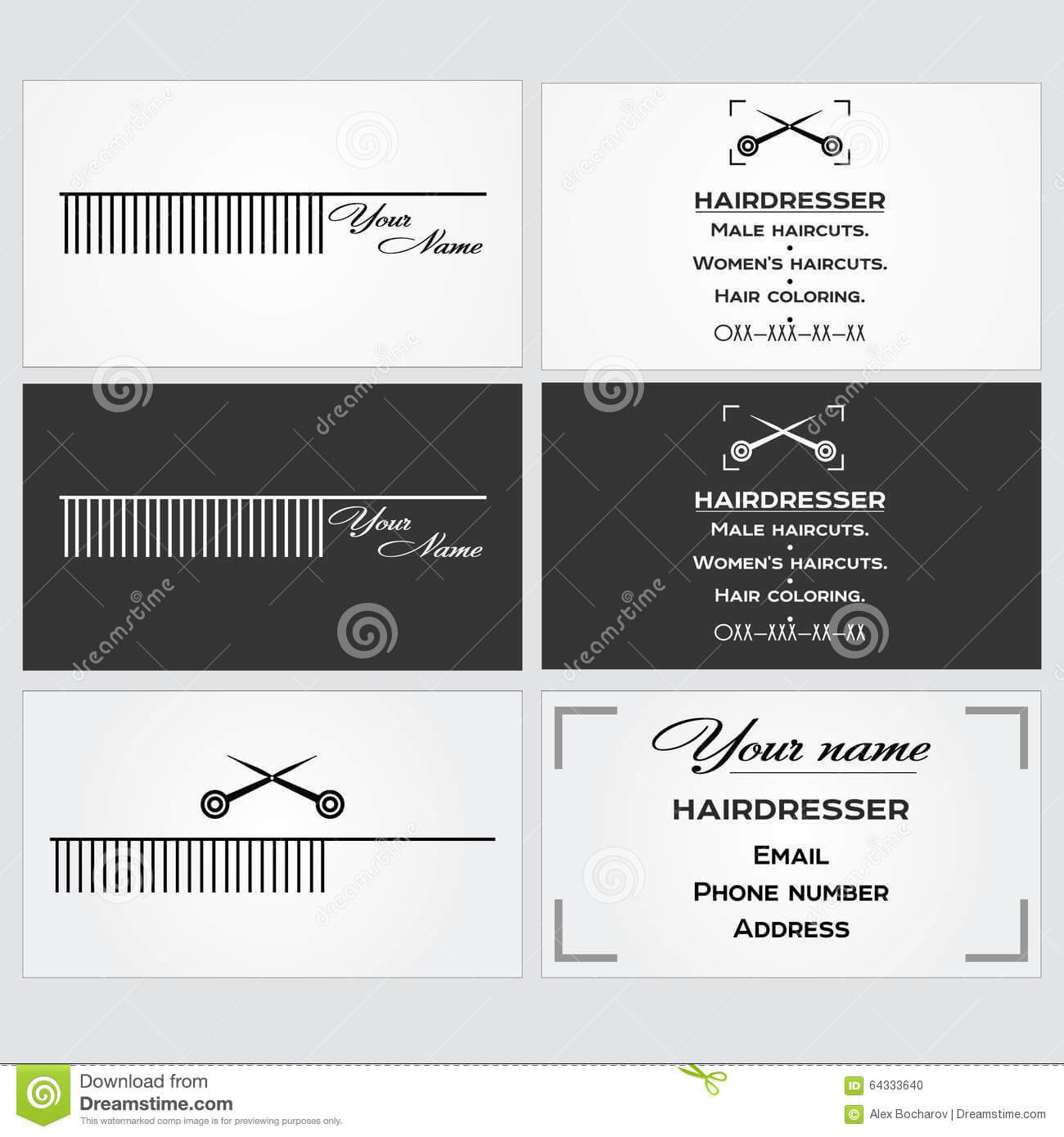 Business Card Template For A Hairdresser. Stock Vector For Hairdresser Business Card Templates Free