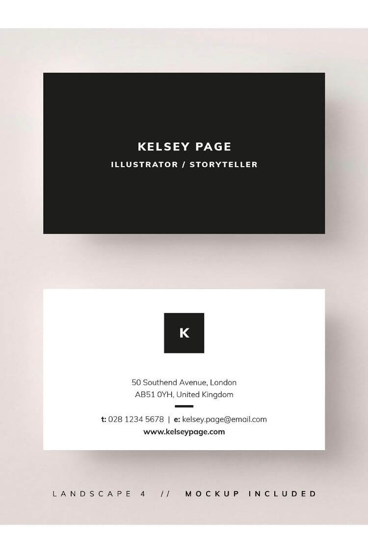 Business Card Template / Mockup – Kelsey – A Minimal With Template For Calling Card