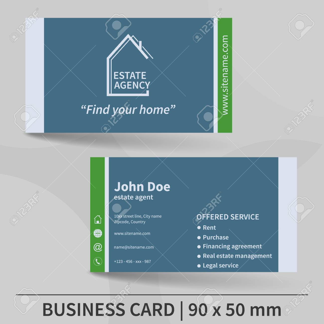 Business Card Template. Real Estate Agency. Design For Your Individual.. Regarding Real Estate Agent Business Card Template