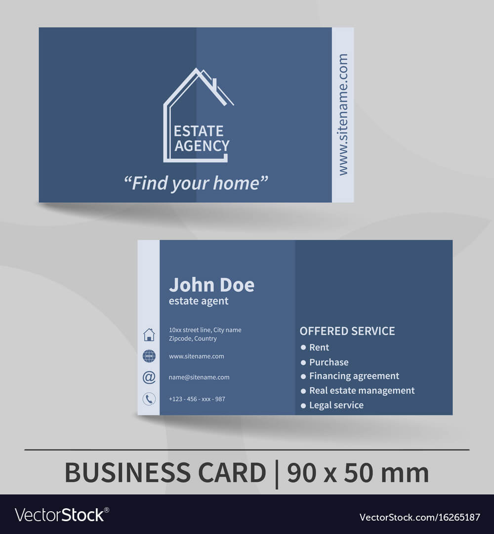 Business Card Template Real Estate Agency Design Pertaining To Real Estate Agent Business Card Template