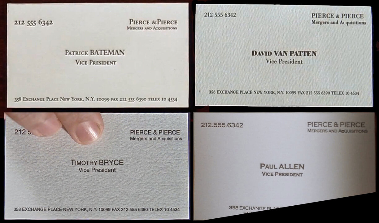 Business Cards From American Psycho | American Psycho For Paul Allen Business Card Template