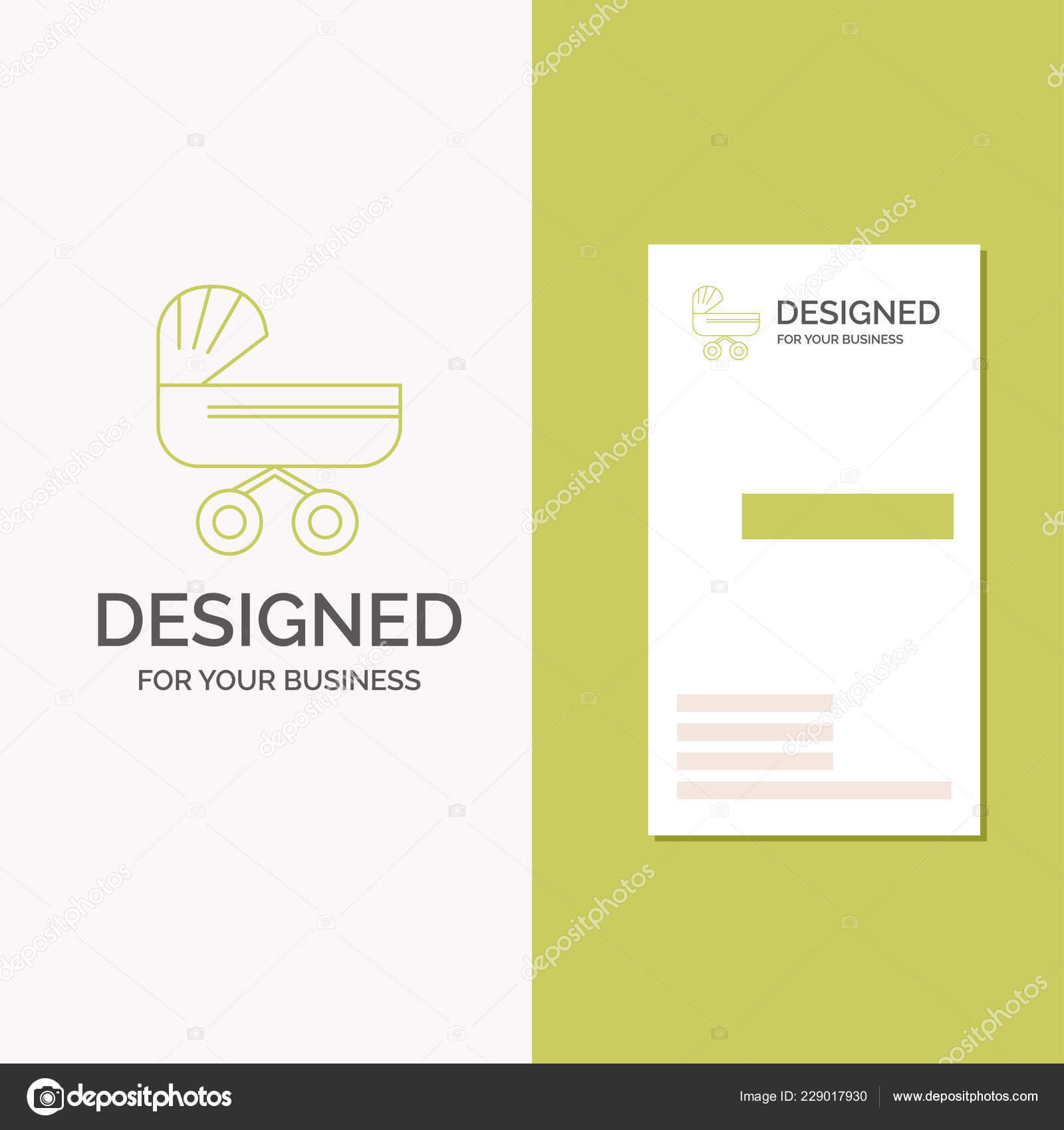 Business Logo Trolly Baby Kids Push Stroller Vertical Green Within Push Card Template