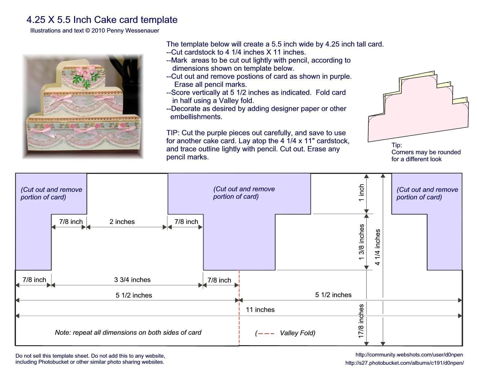 Cake Card Template – Size A2 (4.25" X 5.5") | Card Folds Intended For A2 Card Template