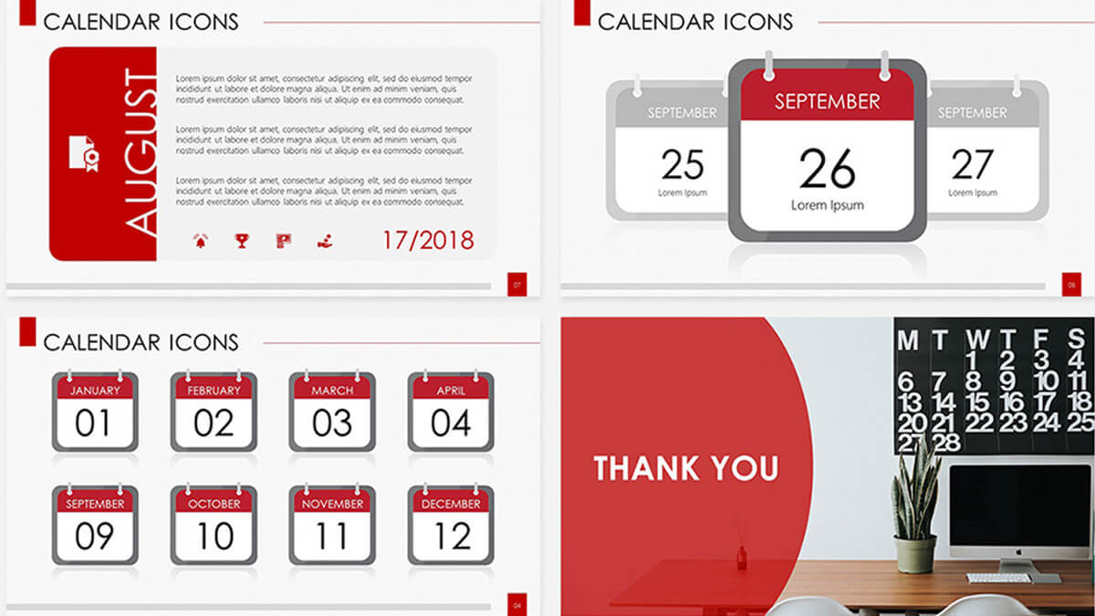 Calendar Icons Free Powerpoint Template Pertaining To Microsoft Powerpoint Calendar Template