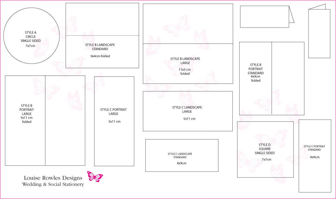 Card Dimensions | Place Cards Sizes & Layouts » Louise With Wedding Card Size Template
