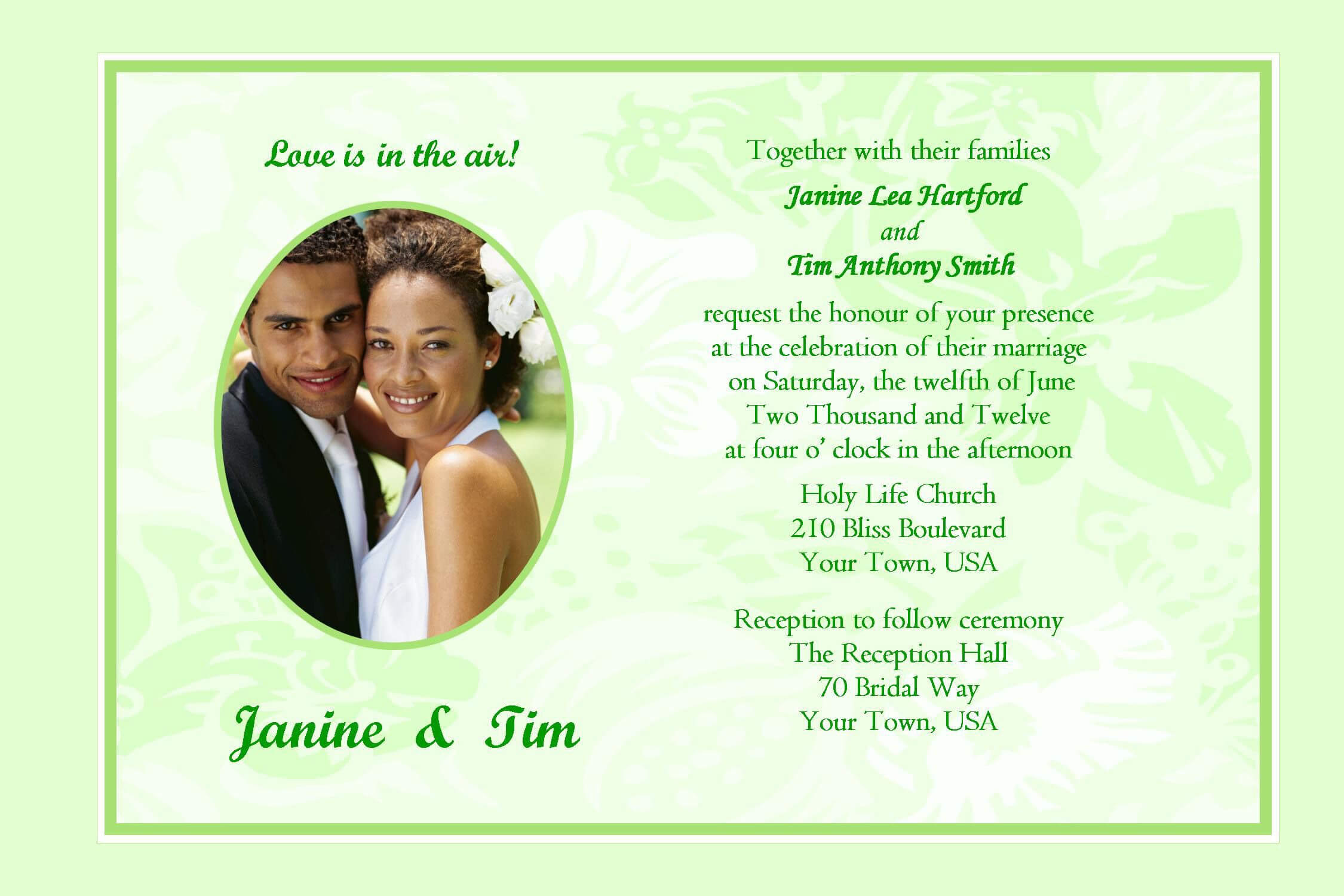Card Template : Invitation Card Wording – Card Invitation Intended For Sample Wedding Invitation Cards Templates