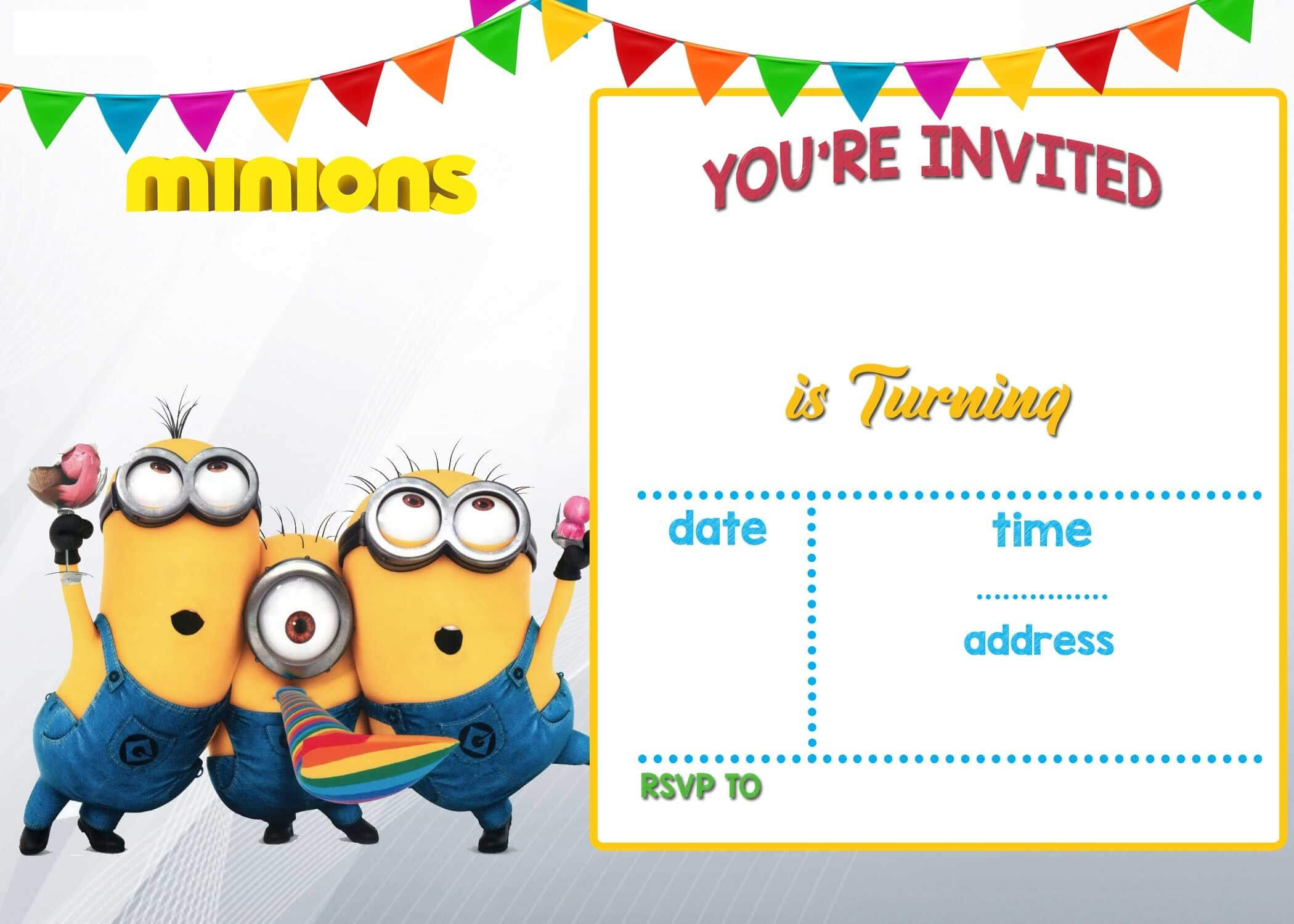 Cartoon Invitation Ppt Template | Minion Birthday Inside Minion Card Template