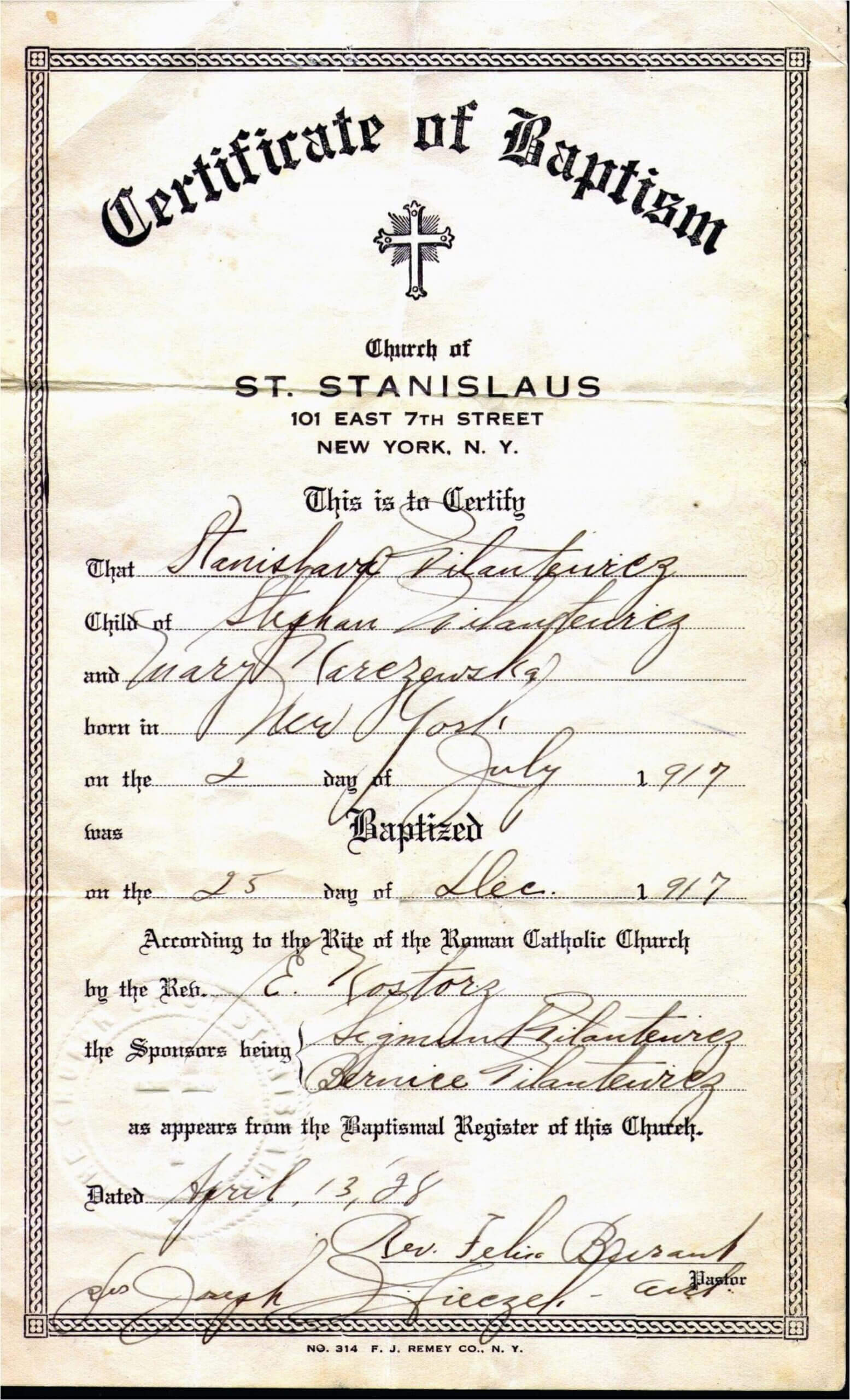 Catholic Baptismal Certificate Template Inside Roman Catholic Baptism Certificate Template