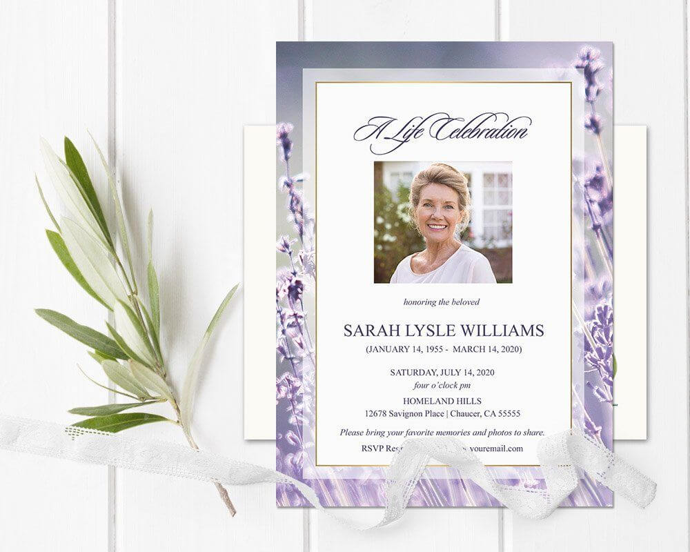 Celebration Of Life Invitations Funeral Announcement Intended For Funeral Invitation Card Template