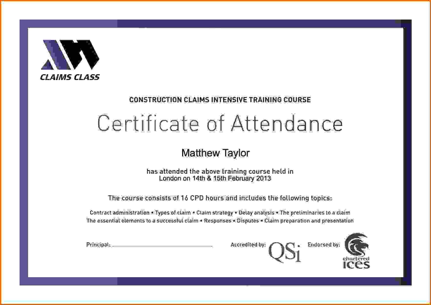 Certificate Attendance Templatec Certification Letter Intended For Attendance Certificate Template Word