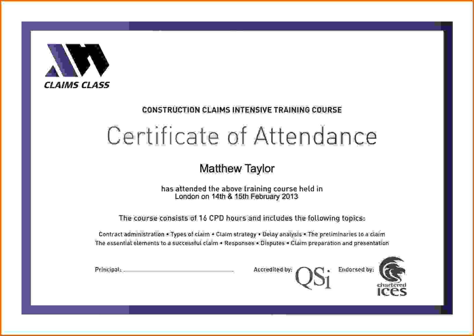 Certificate Of Attendance Conference Template