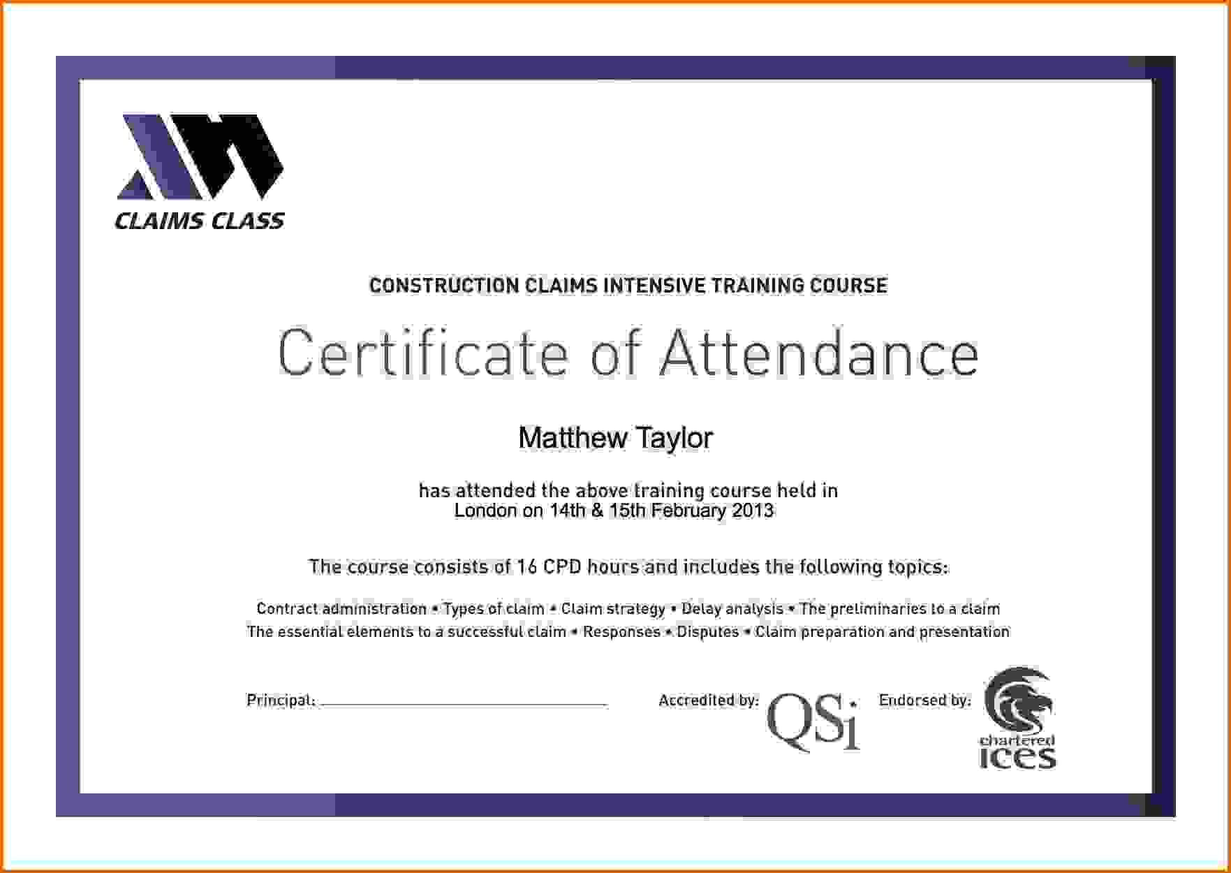 Certificate Attendance Templatec Certification Letter Regarding Certificate Of Attendance Conference Template