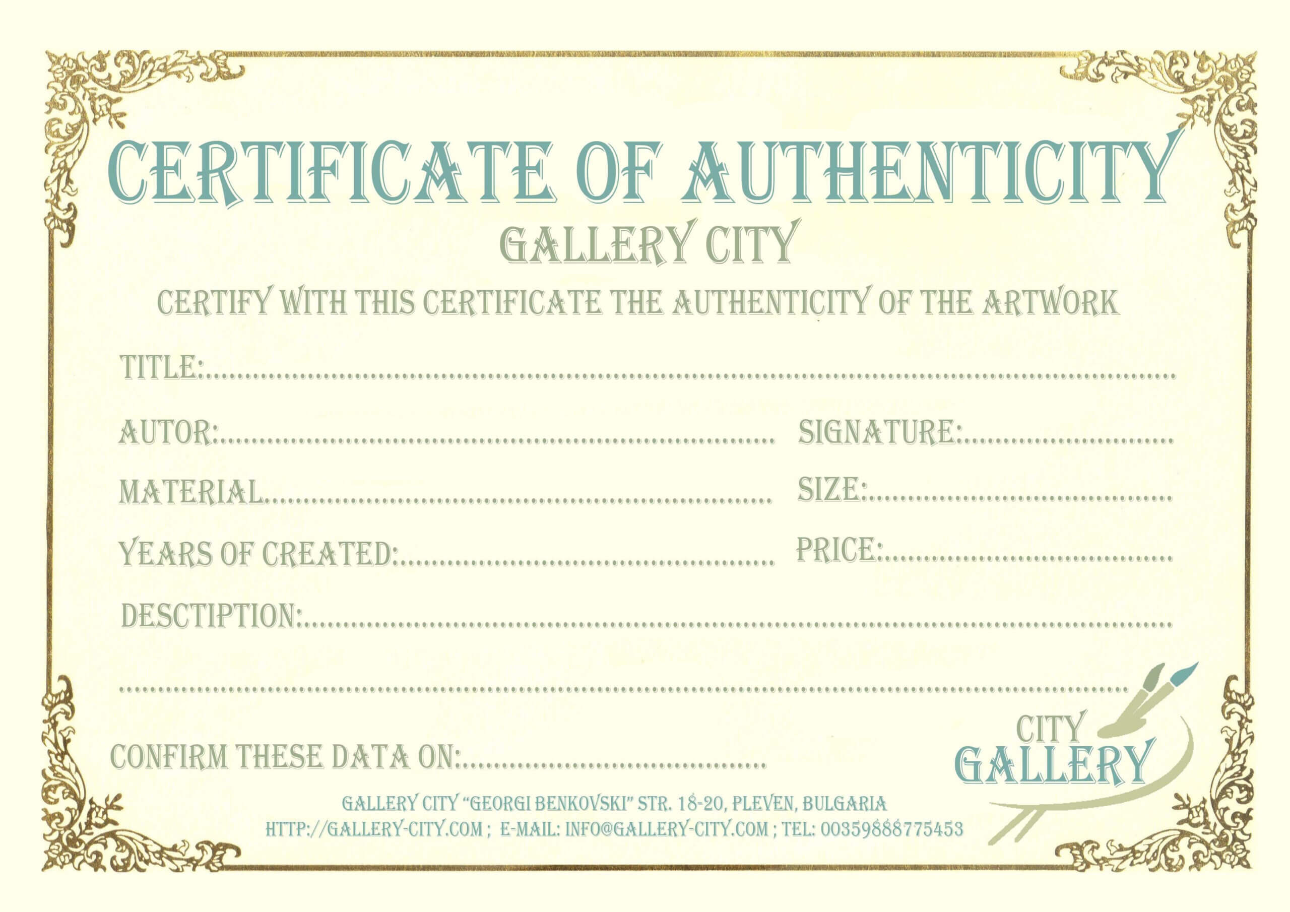 Certificate Authenticity Template Art Authenticity With Photography Certificate Of Authenticity Template