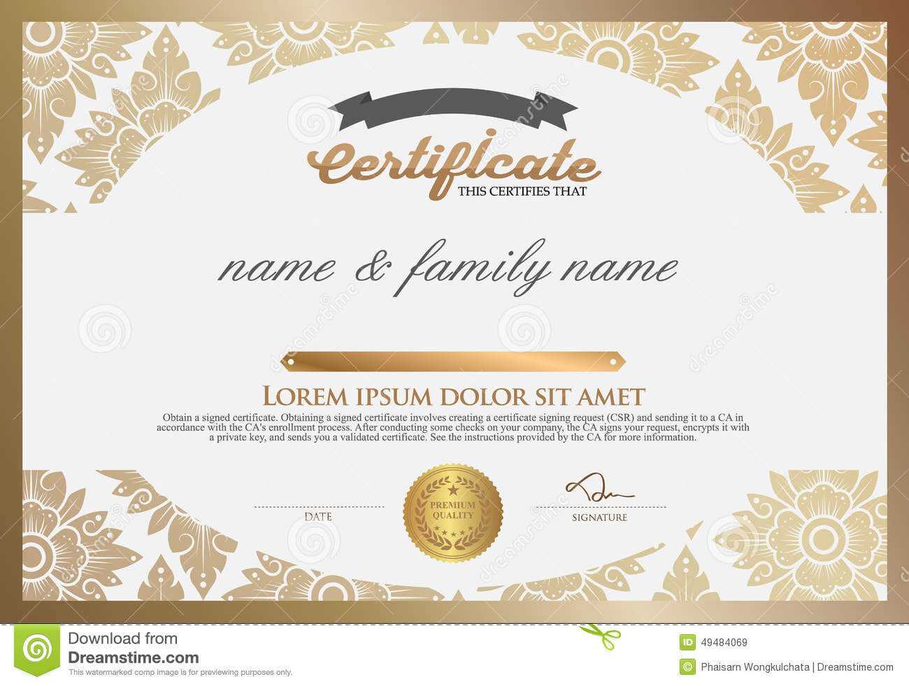 Certificate Design Template. Stock Vector – Illustration Of Inside Design A Certificate Template