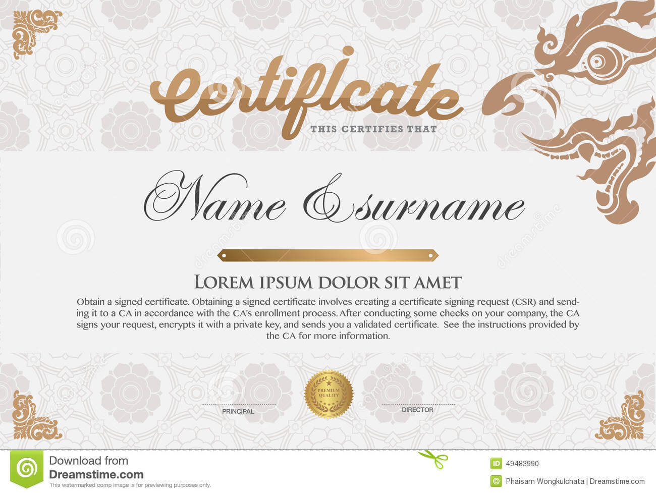 Certificate Design Template. Stock Vector – Illustration Of With Regard To Free Art Certificate Templates
