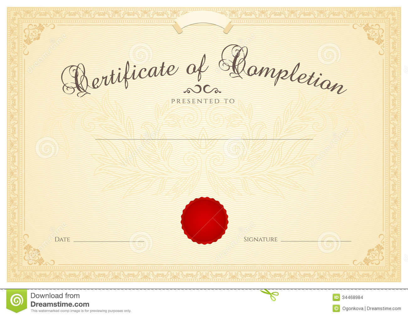 Certificate / Diploma Background Template. Floral Stock Inside Scroll Certificate Templates