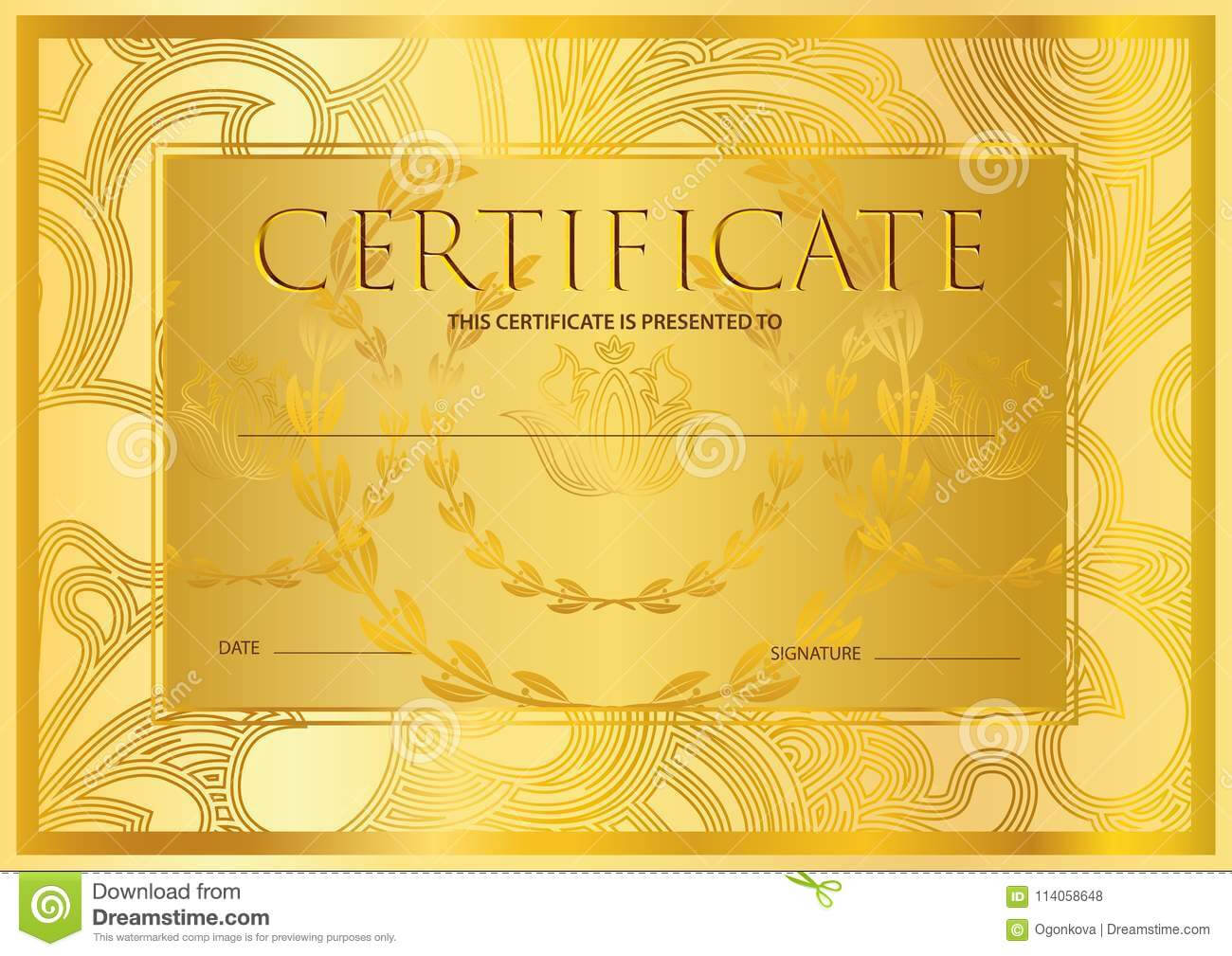 Certificate, Diploma Golden Design Template, Colorful Intended For Scroll Certificate Templates