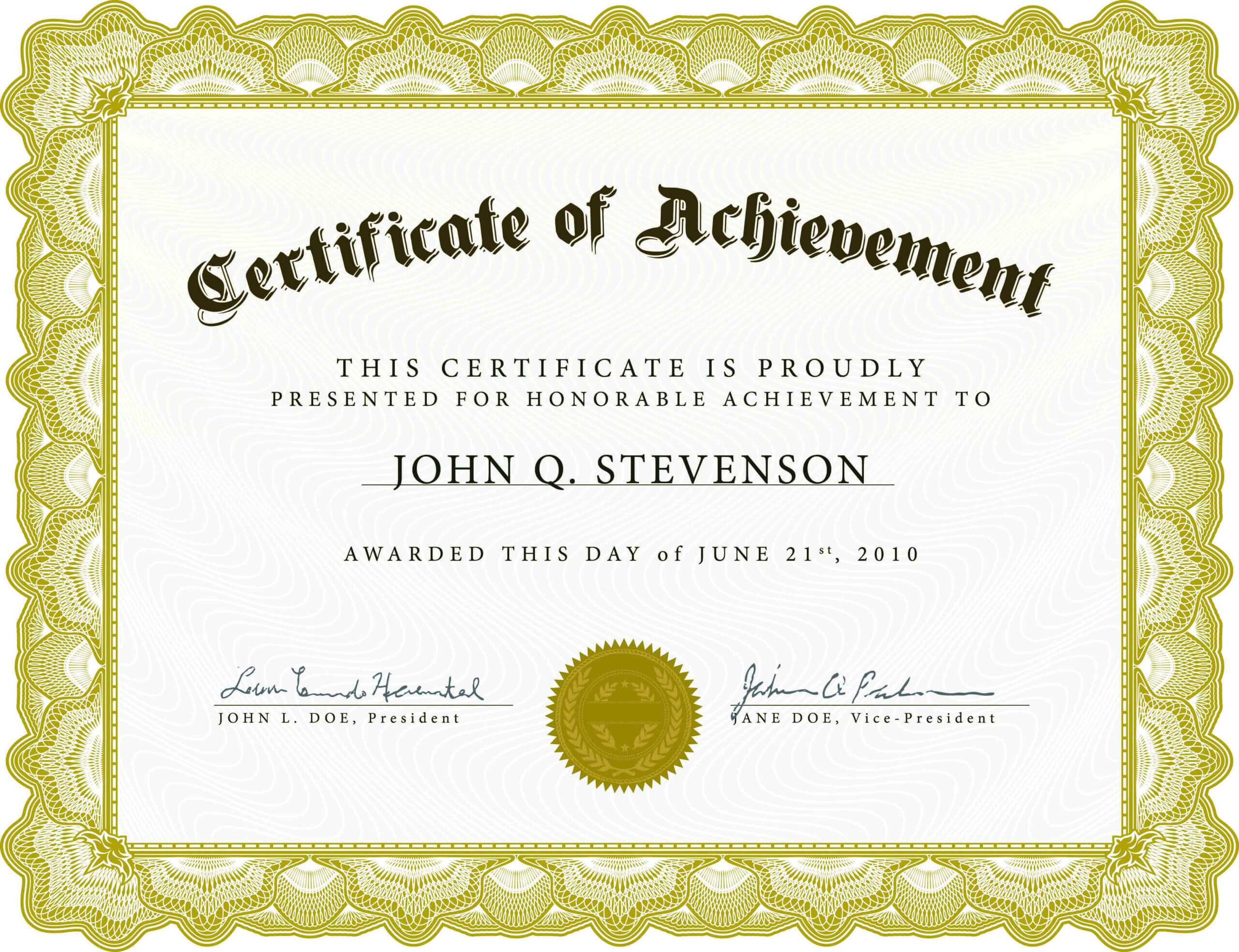 Certificate Of Academic Achievement Template | Photo Stock In Certificate Of Recognition Word Template