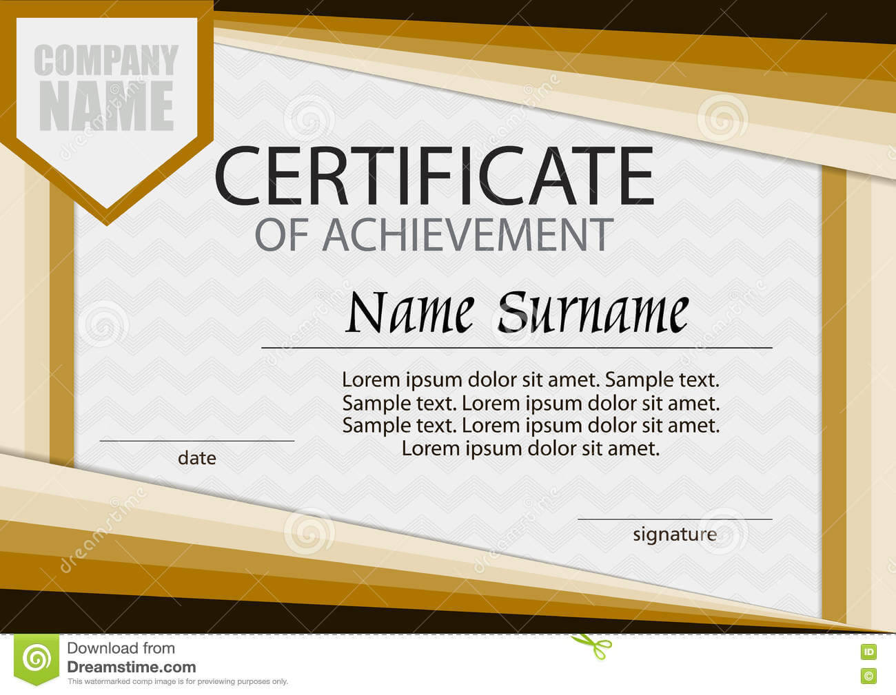 Certificate Of Achievement Template. Horizontal. Stock In Certificate Of Attainment Template