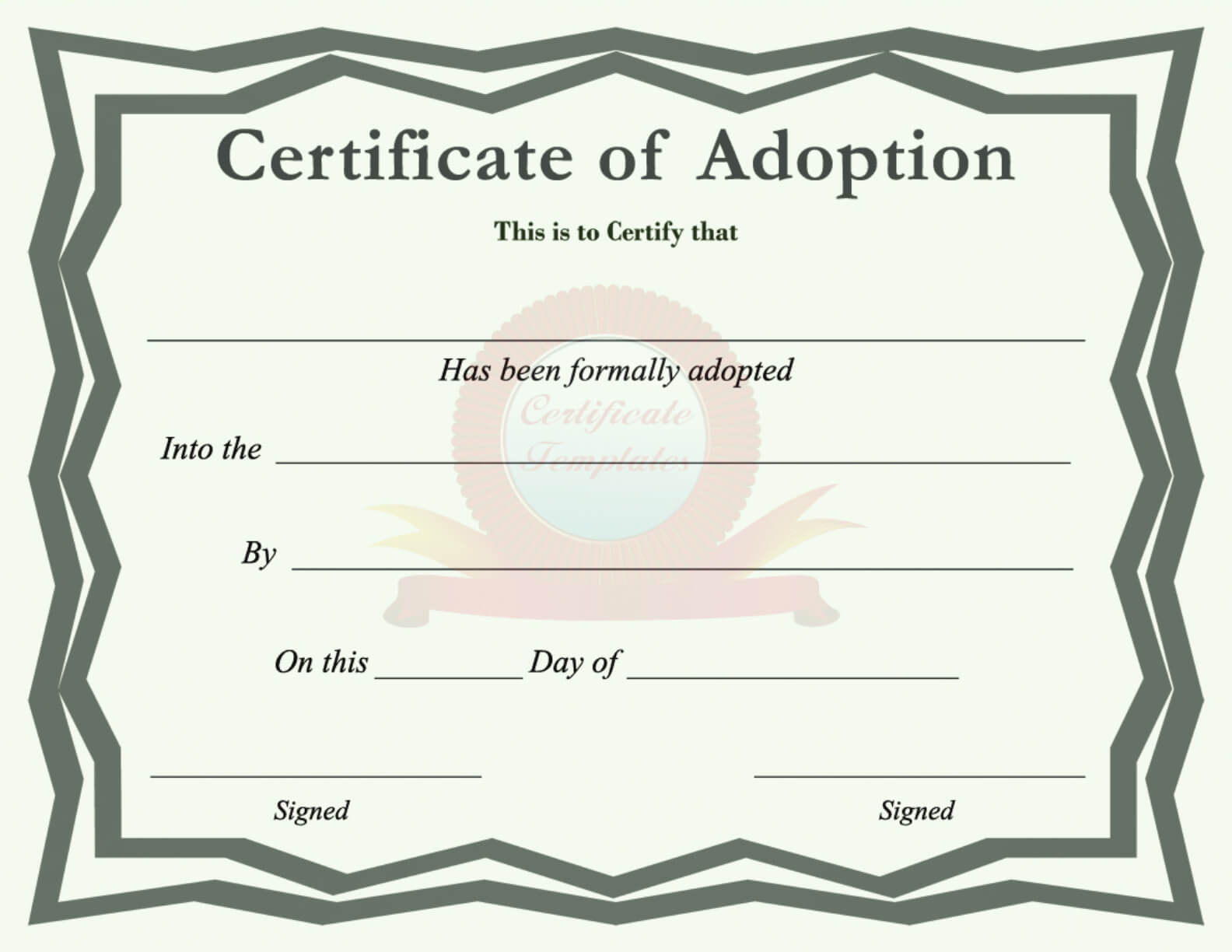 Certificate Of Adoption Template Regarding Pet Adoption Certificate Template