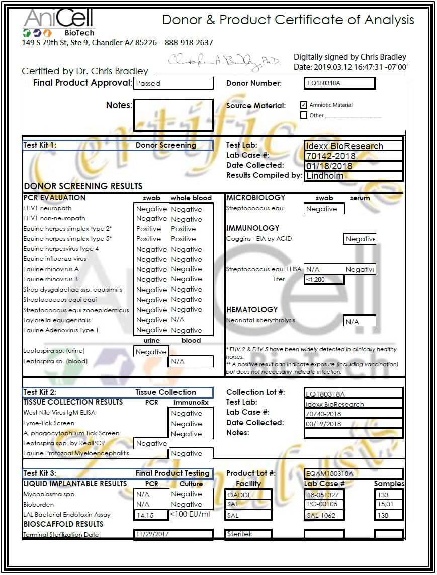 Certificate Of Analysis Template – Anicell Biotech Pertaining To Certificate Of Analysis Template