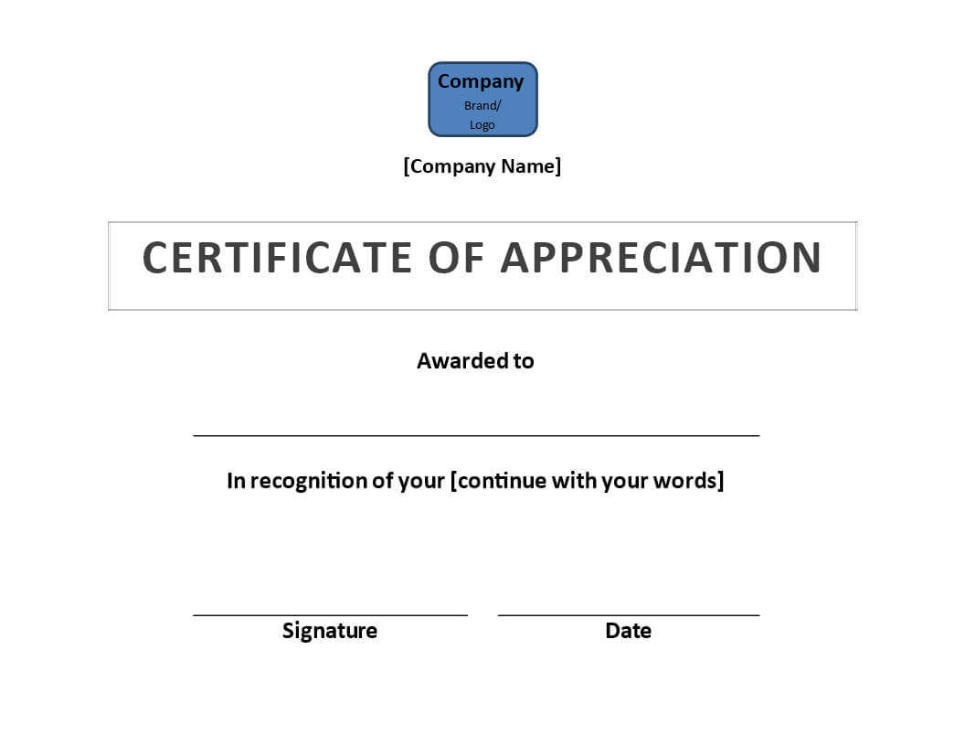 Certificate Of Appreciation | Templates At Allbusinesstemplates In Certificate Of Appearance Template