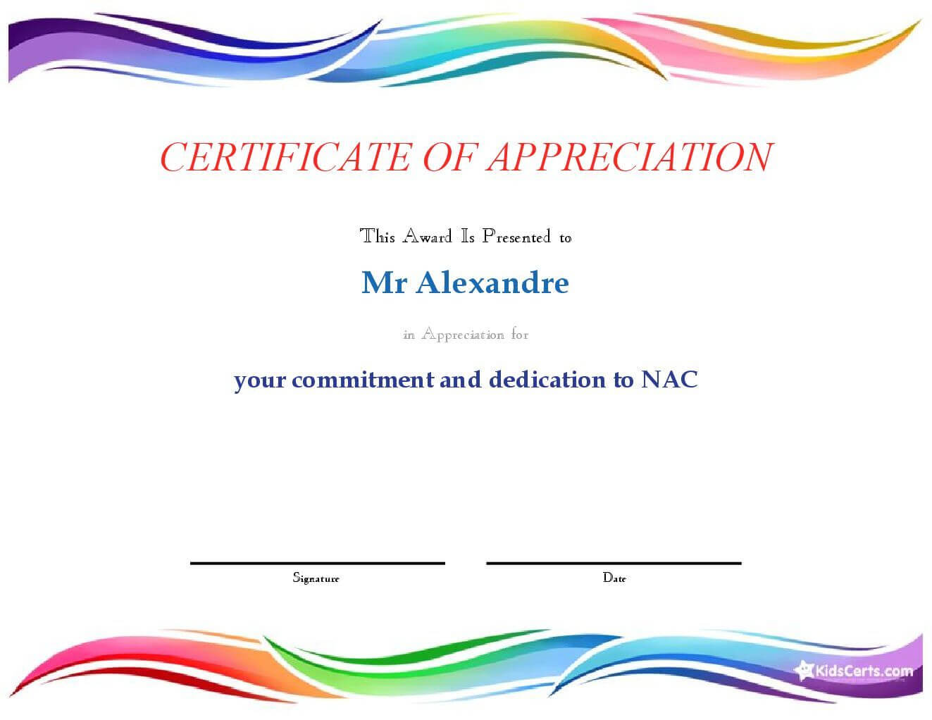 Certificate Of Appreciation – Your Commitment And Dedication Throughout Teacher Of The Month Certificate Template