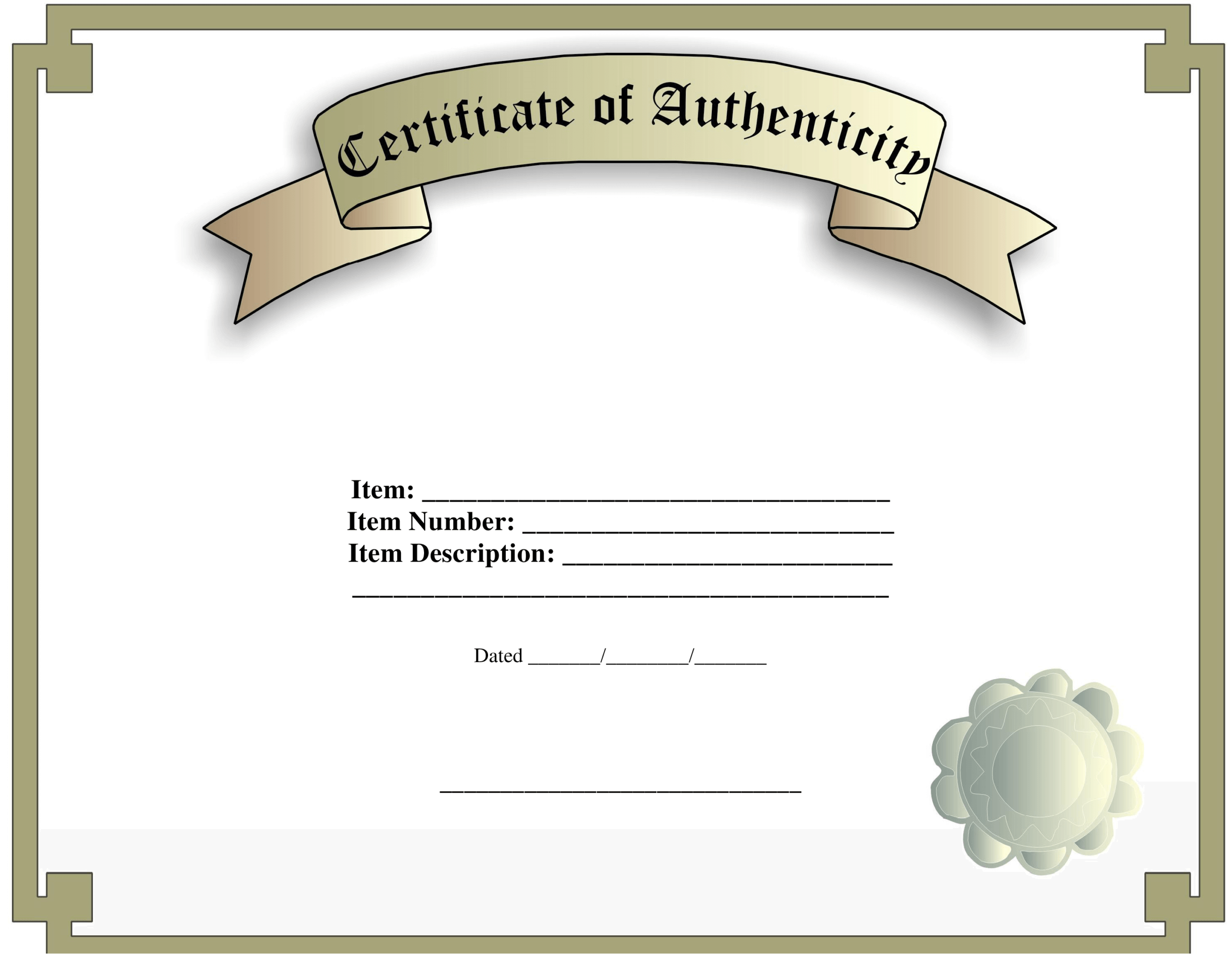 Certificate Of Authenticity Template | Templates At Throughout Certificate Of Authenticity Template