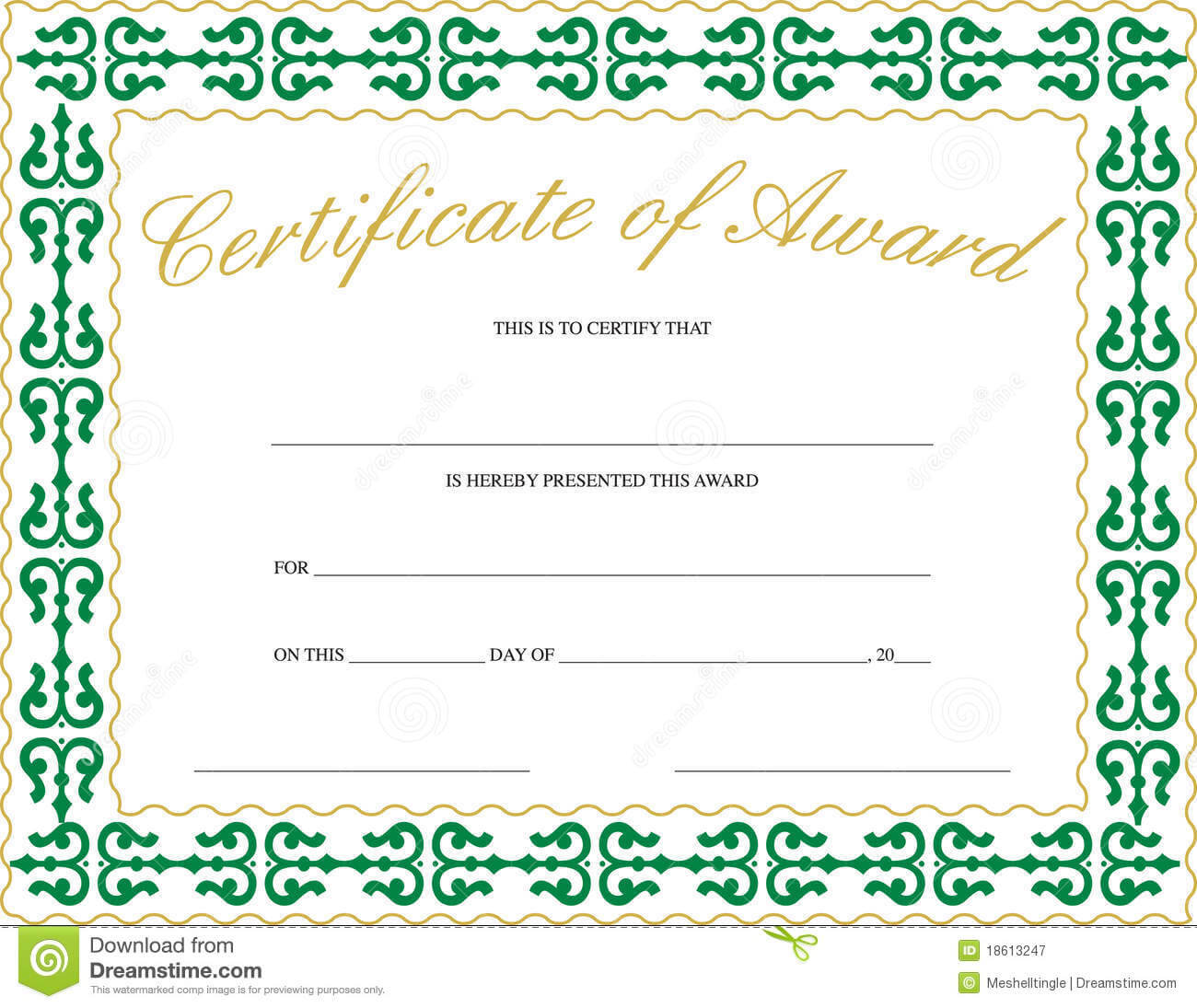 Certificate Of Award Stock Vector. Illustration Of Success Within Teacher Of The Month Certificate Template