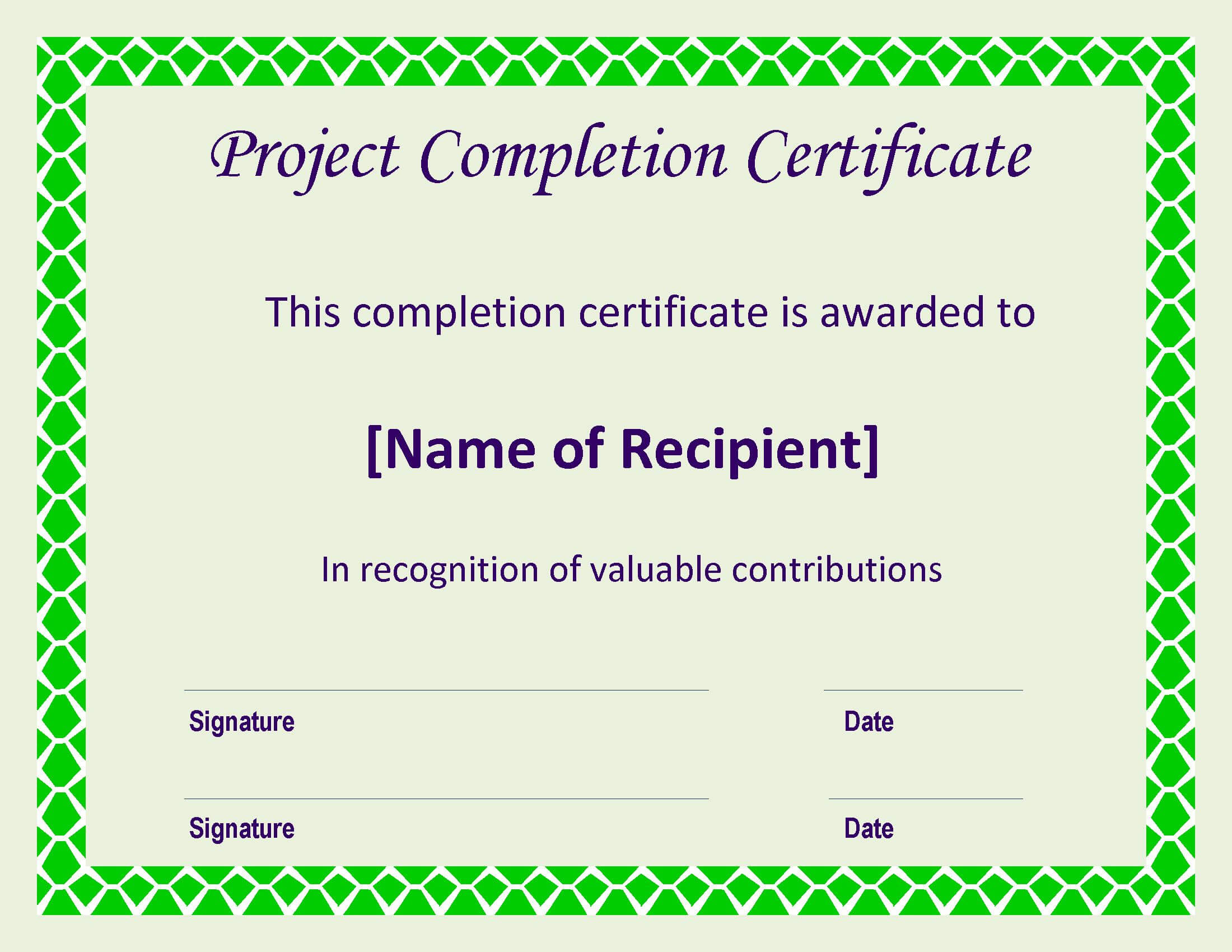 Certificate Of Completion Project | Templates At With Certificate Template For Project Completion