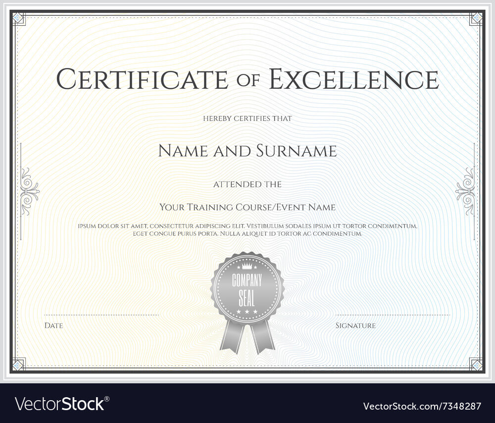 Certificate Of Excellence Template Inside Certificate Of Excellence Template Free Download